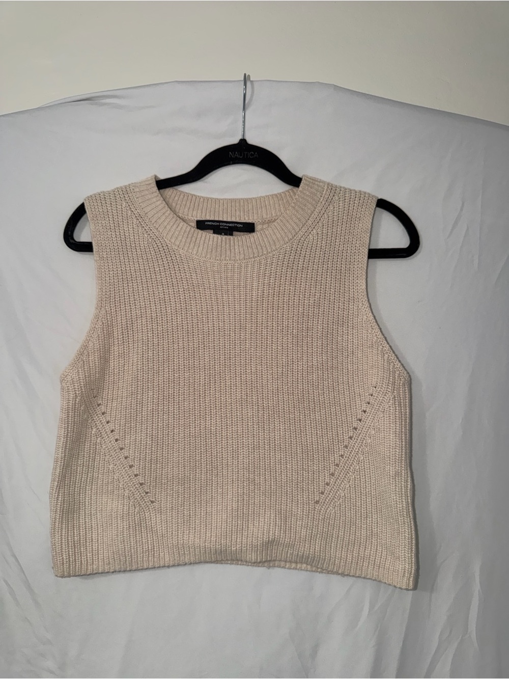 French Connection Cream Ribbed Knit Tank